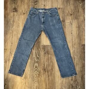 Wrangler Men's Jeans Blue Denim Medium Wash Straight Zip Button 5-Pocket